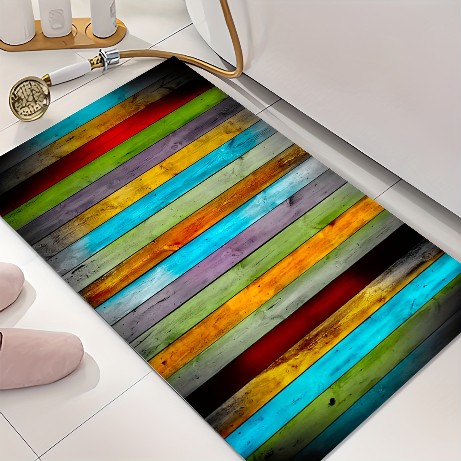 1pc Kitchen Floor Mat With Water Absorption, Embroidery, Dust