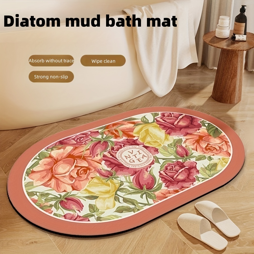 Non slip Bath Mat Soft Diatom Mud Oval Classic Foot Pad Bath - Temu