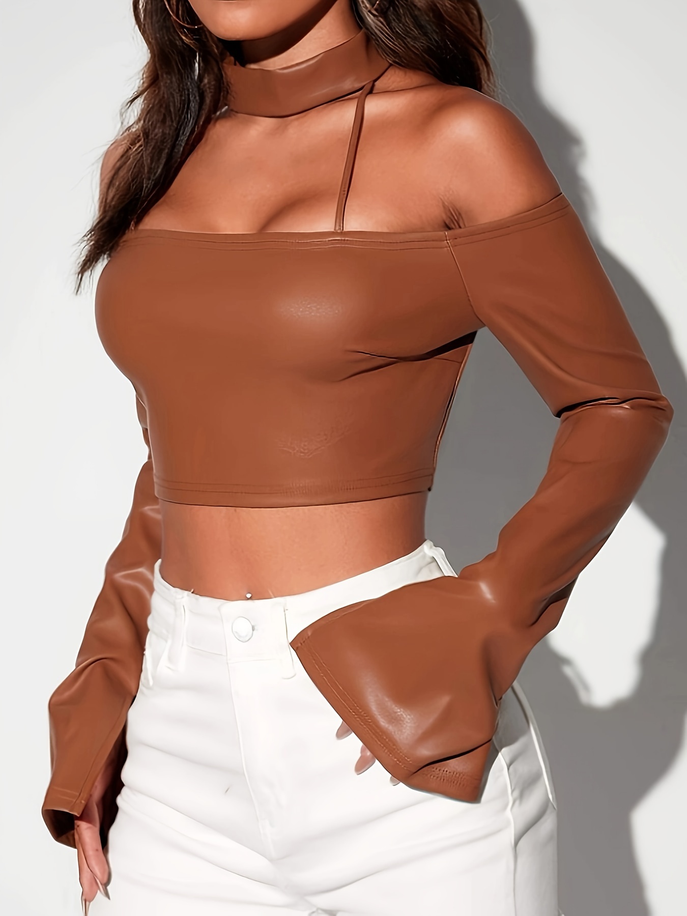 faux leather tops