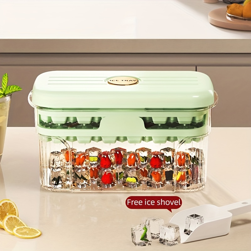One-Button Ice Cube Maker Box with Lid & Bin
