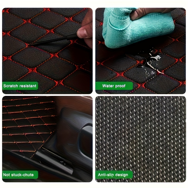 4pcs Waterproof Car Floor Mats Front & Rear Leather Car Carpet