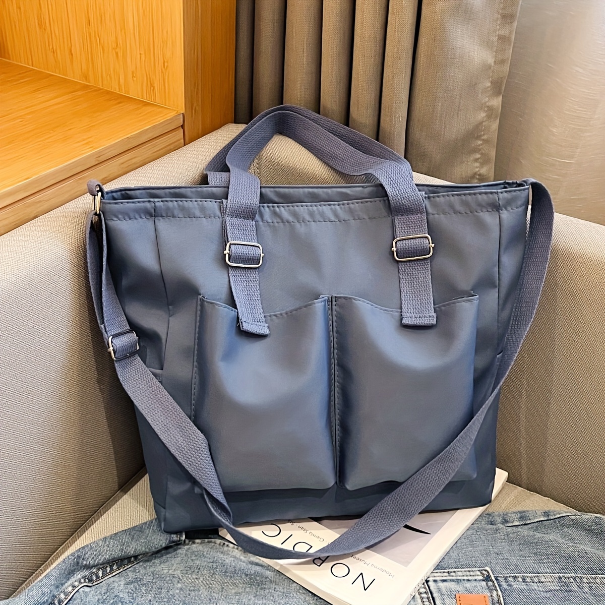 S tan nylon tote bag