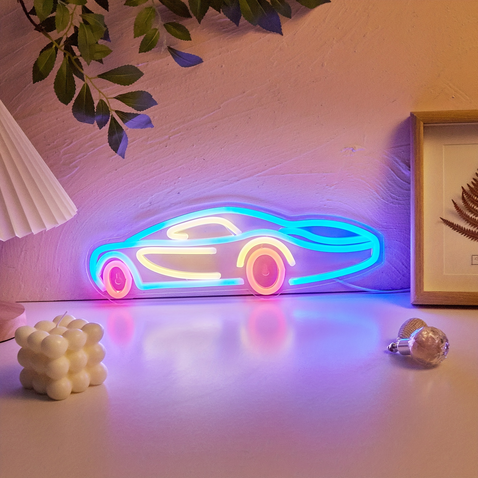 Sporty Car Led Neon Sign Wall Table Decor Light Signs Usb - Temu
