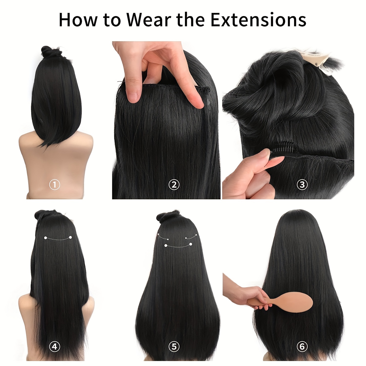 BRAID Thick Long Straight 3PCS Clip In Hair Extensions 50.8cm Pack of 3