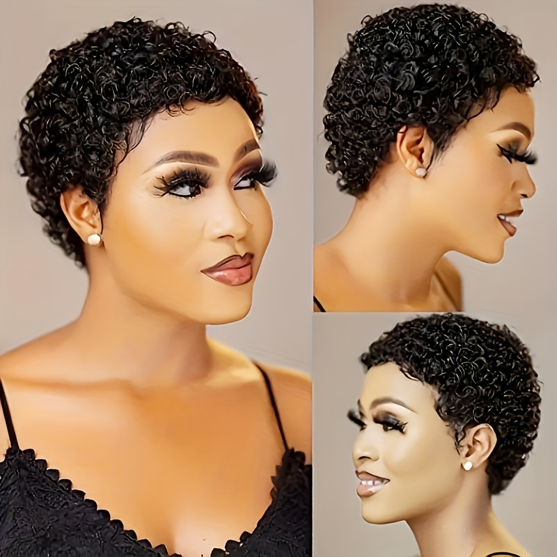 Pixie Cut Wigs Short Afro Kinky Curly Wigs Women Human Hair Temu