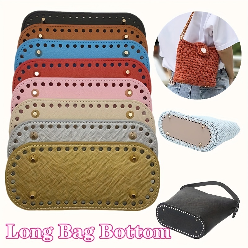 Crochet Bag Bottom Leather Base Tote Handle Set DIY Knitting Weaviing with  Holes 
