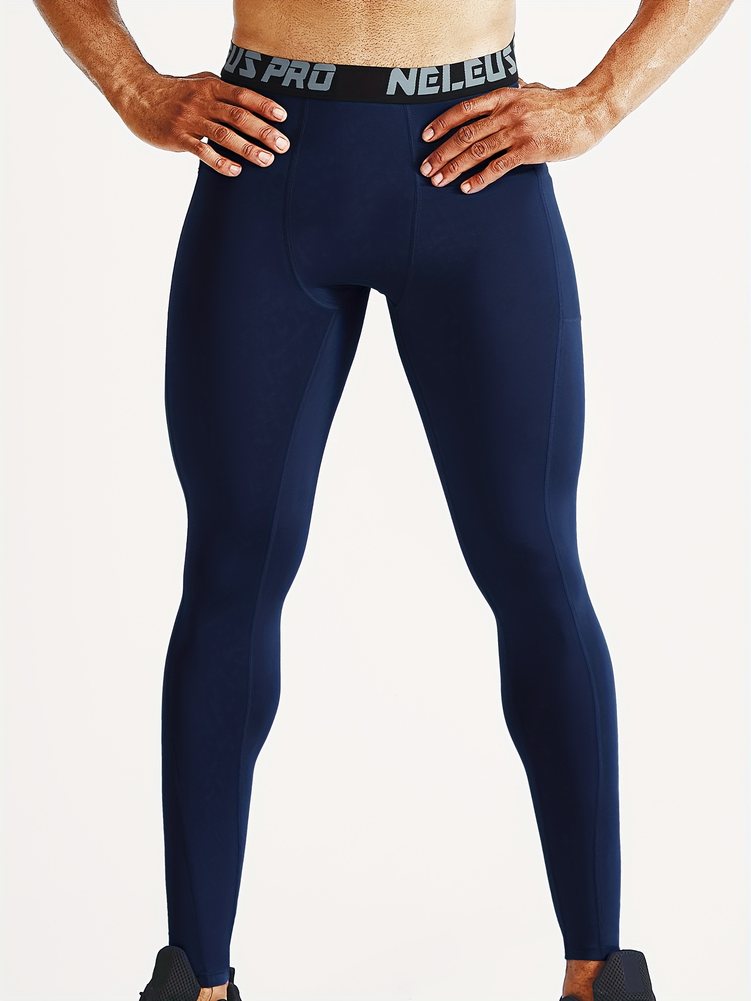 Mens Running Basketball Tights Workout Skin Compression Long Pants Elastic  Waist