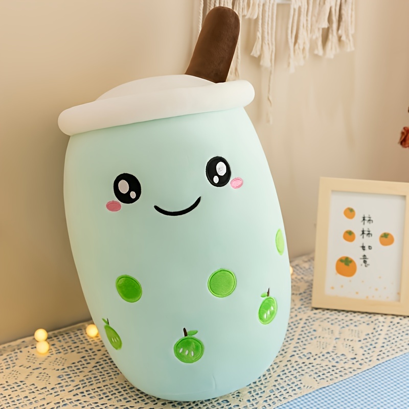 Green Round Eyes Bubble Milk Tea Boba Cup Soft Stuffed Plush Pillow Cushion  Kawaii Cute Toys Gift