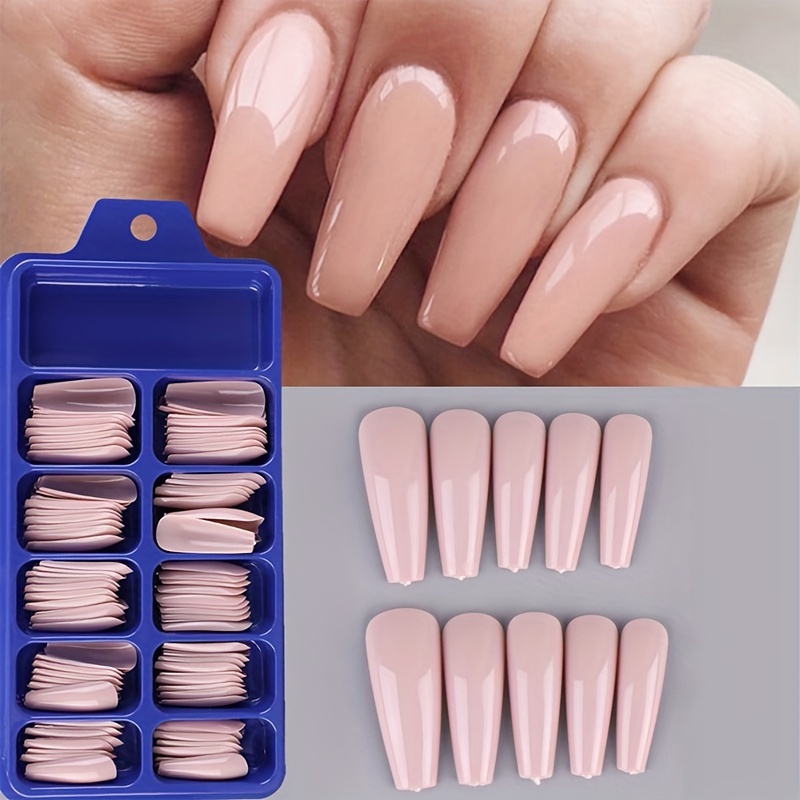 100pcs Extra Long Coffin False For Nails Full Cover Fashion Easy Glossy Advanced Acrylic Fake For Nails Press On For Nails For Nail Extension Design