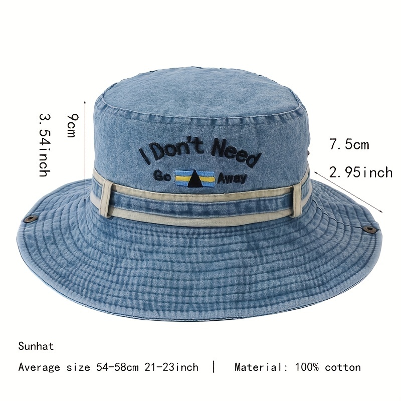 Bucket Hat Wide Brim Washed Denim Cotton Outdoor Sun Hat - Temu Qatar