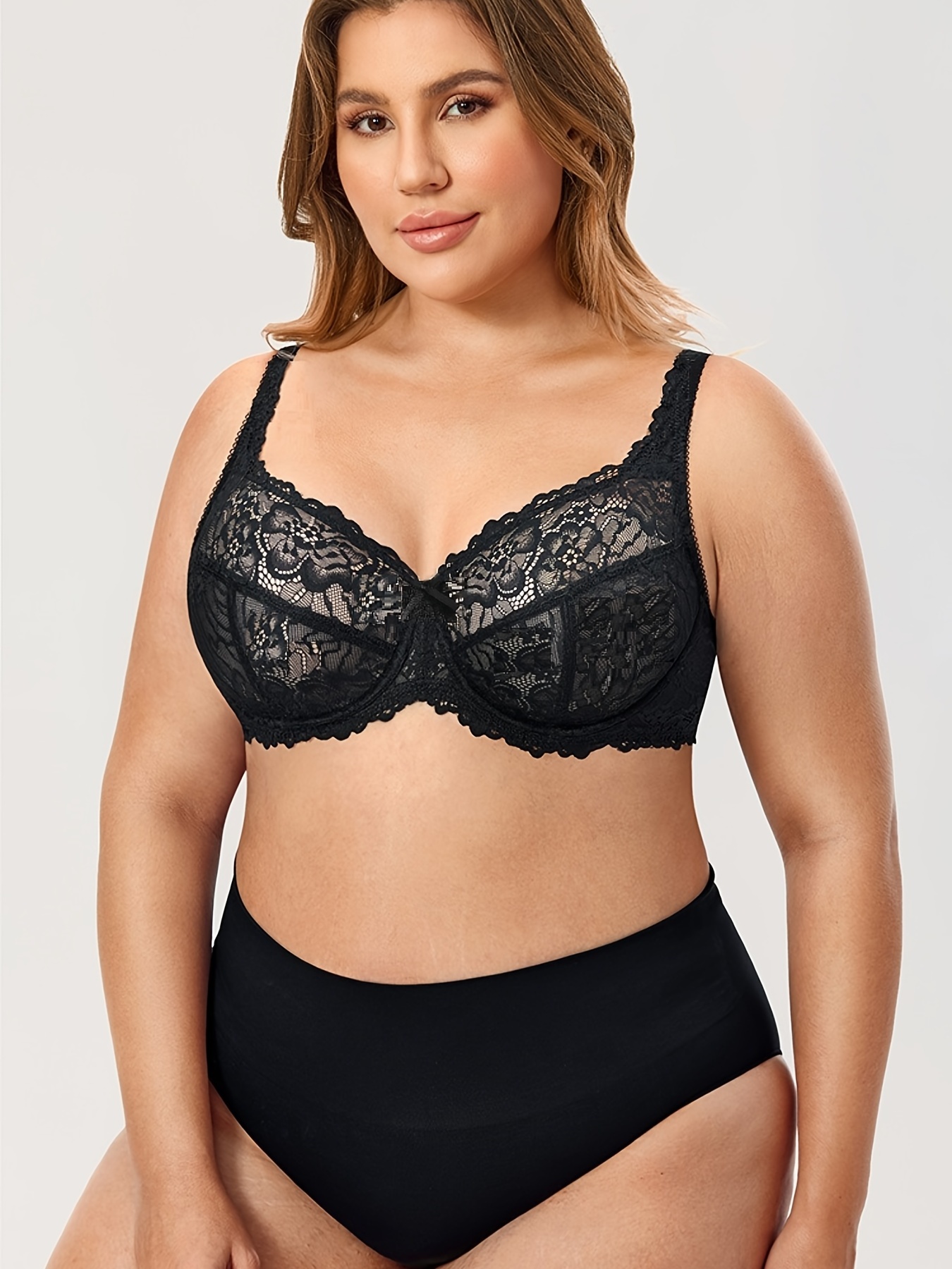 Plus Size Lace Bralette & Caged Panty Set, 30 % Off Snazzyway
