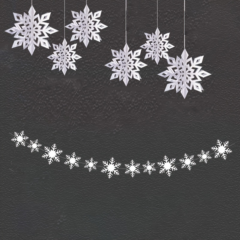 12pcs Snowflake Flower String & 6pcs Glittery White Snowflakes, Winter  Christmas Hanging Snowflake Ornaments, Christmas Winter Holiday New Year  Party