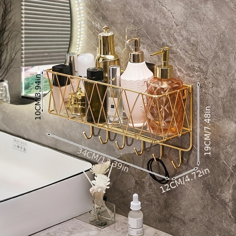 Wall Mounted Bathroom Storage Rack, Bathroom Hanging Shelf, Adhesive Shower  Shelf For Inside Shower, Shampoo Shower Gel Holder For Shower Wall, Bathroom  Caddy Organizer, Shower Caddy Basket, Bathroom Accessories - Temu