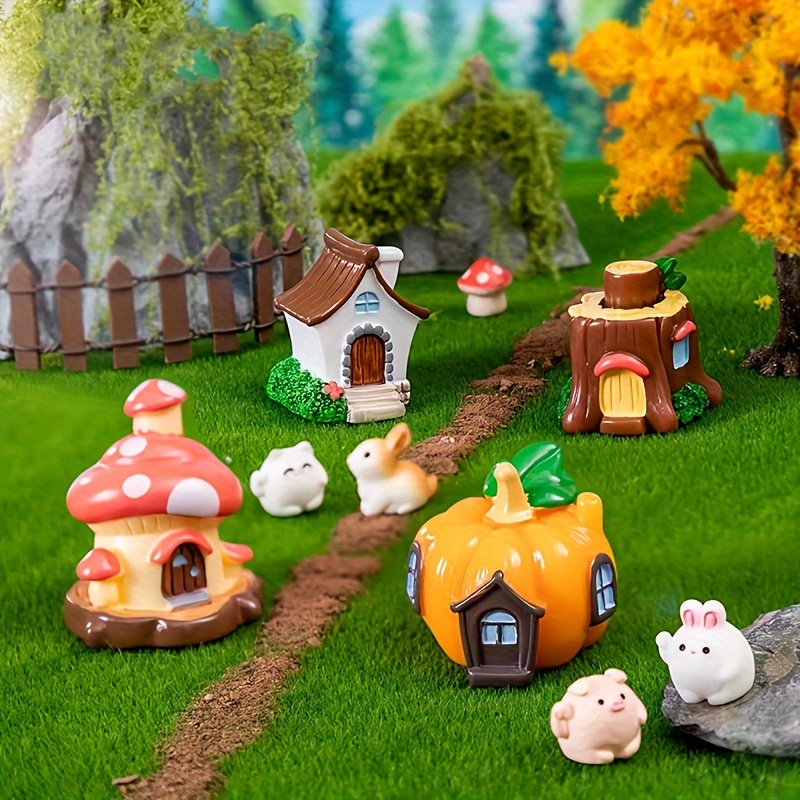 Maison de poupée Miniature, accessoires décoratifs, jardin artisanal,  paysage en bois, Villa, bricolage, cadeau pour enfants