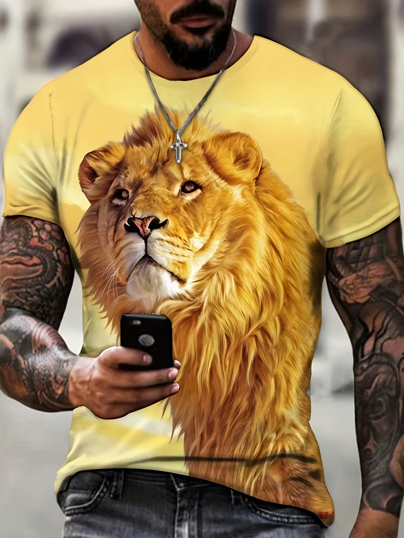 Men's Graphic T-Shirt 3D Tiger Animal Printed Short Sleeve Running Gym  Workout Casual Tees Fashion Top Crew Neck Top