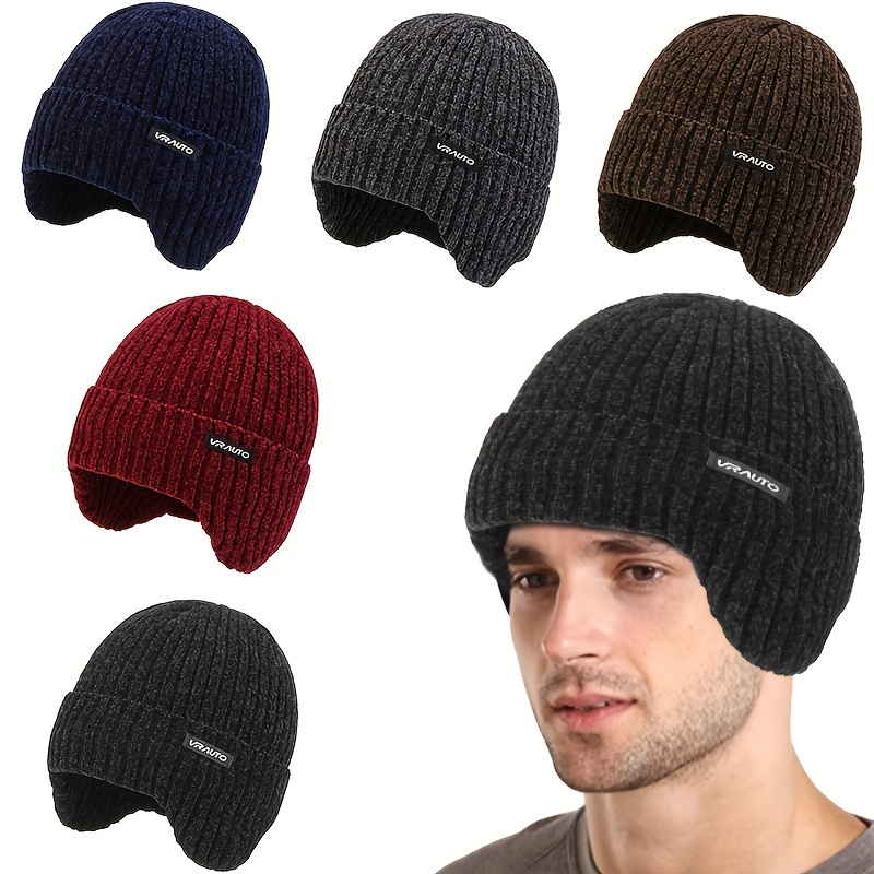 1 Pieza Gorro Lana Punto Terciopelo Grueso Invierno Hombre - Temu Mexico