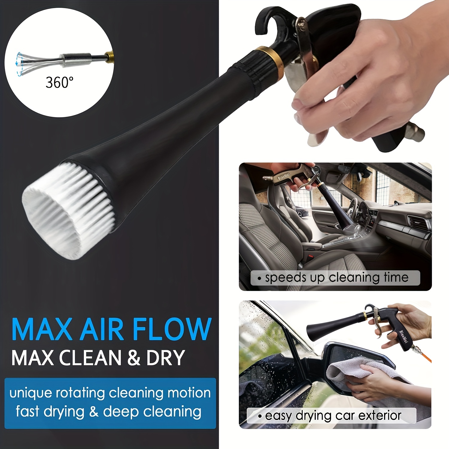 Air Blow Gun Dry Cleaning Gun Pneumatic Blower Car Tool High Pressure Duster Auto Detailing Tool Car Interior Upholstery Care