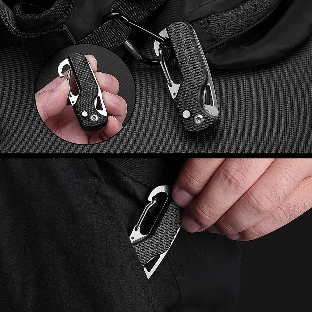 Edc Multitool Keychain Knife Serrated Blade Paratrooper Hook And