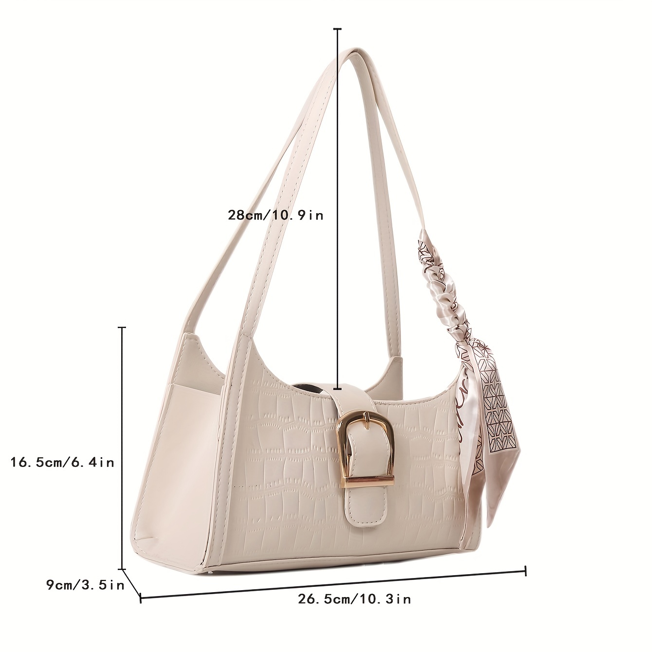 Women's White Leather Flap Shoulder Baguette Bag Hobo Handbags