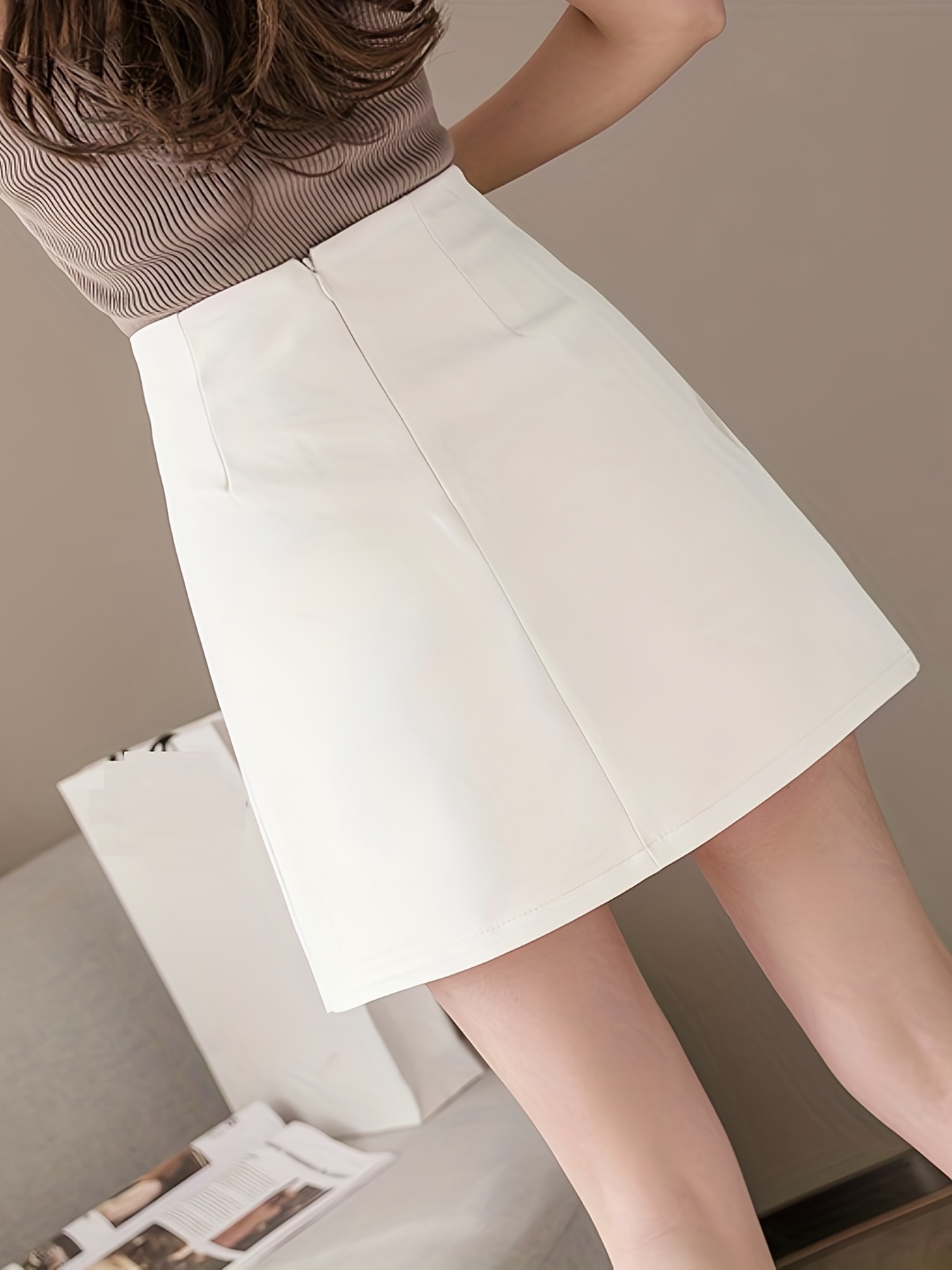 White pleated hem clearance skirt