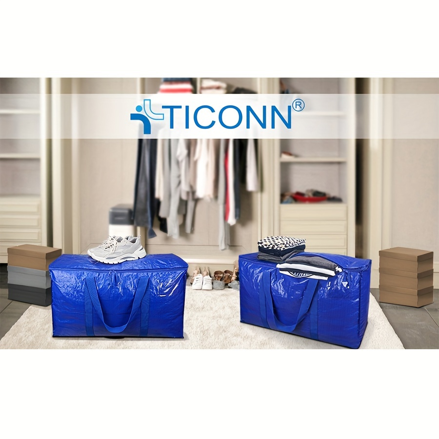 TICONN 8 Pack Extra Large Moving Bags with Zippers & Carrying Handles,  Heavy-Duty Storage Tote for Space Saving Moving Storage