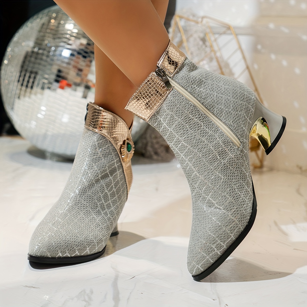 catwalk rhinestone booties