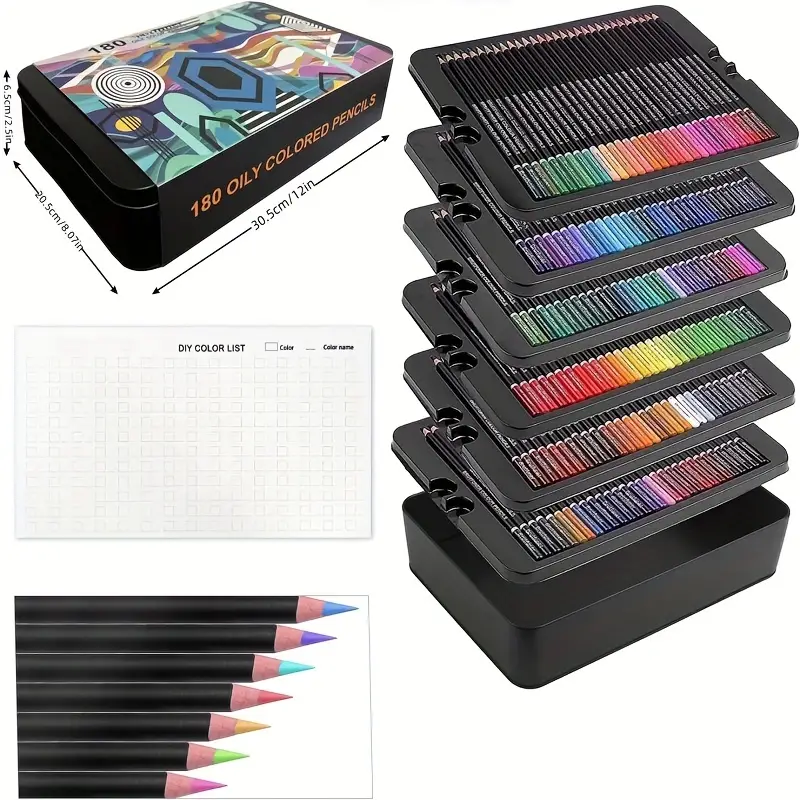 180-color Artist Colored Pencils Set For Adult Coloring Books