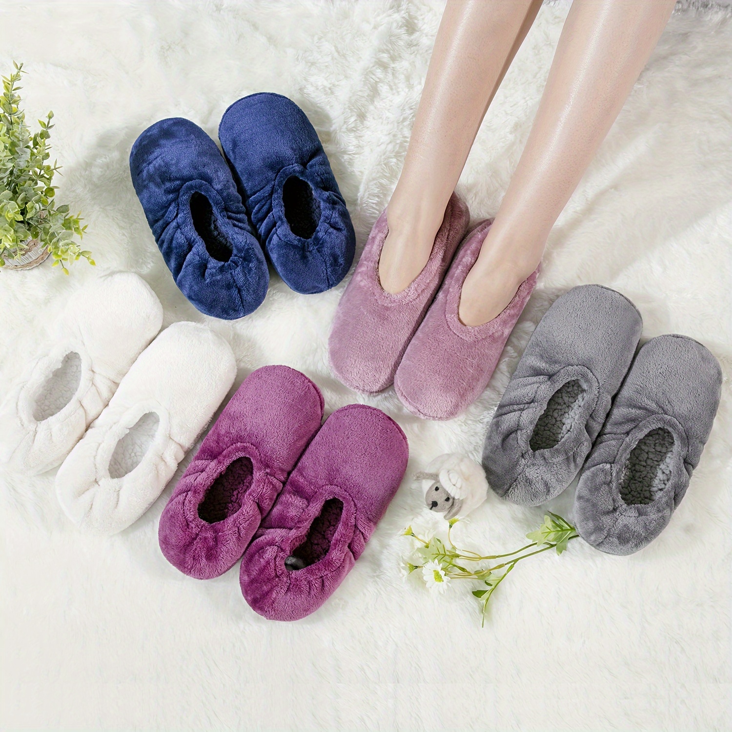 Slipper Socks Women Grippers Non Slip Sherpa Lined Slipper - Temu