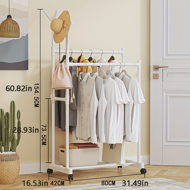 1pc Multi-functional Standing Clothes Hanger, Storage Rack, Shoe