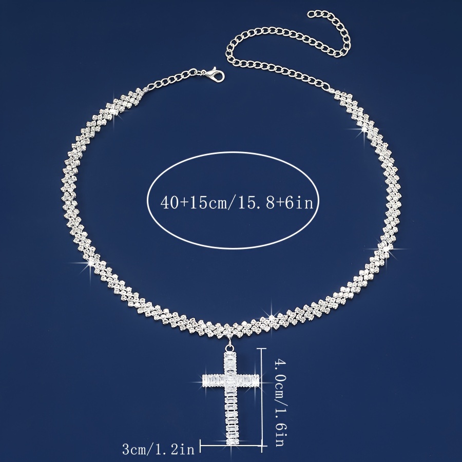 Luxury Glitter Zircon Cross Pendant Necklace For Women Wedding Party  Engagement Gift Jewelry
