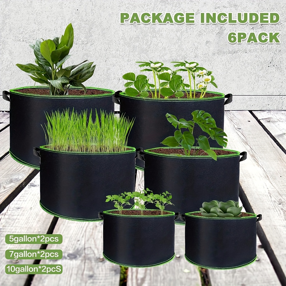 Grow Bags 5 Gallon 7 Gallon 10 Gallon Three Kind Of Size Plant Grow Bags,  Nonwoven Plant Fabric Pots With Handles - Temu