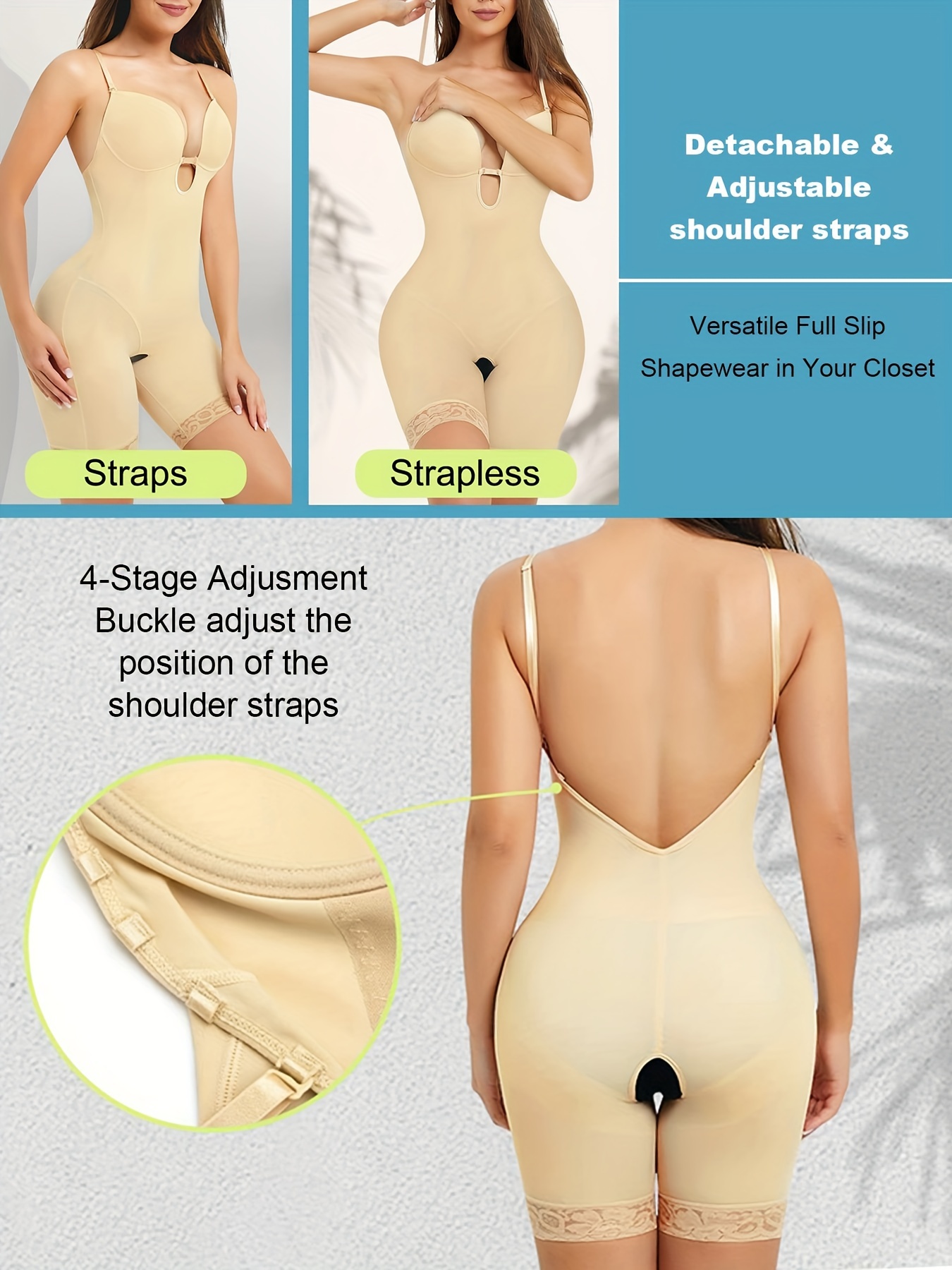 Lace Trim Shaping Romper Tummy Control Butt Lifting Open - Temu