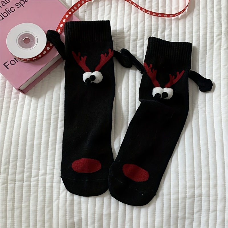 Hand In Hand Socks Cute Funny Christmas Mid Tube - Temu