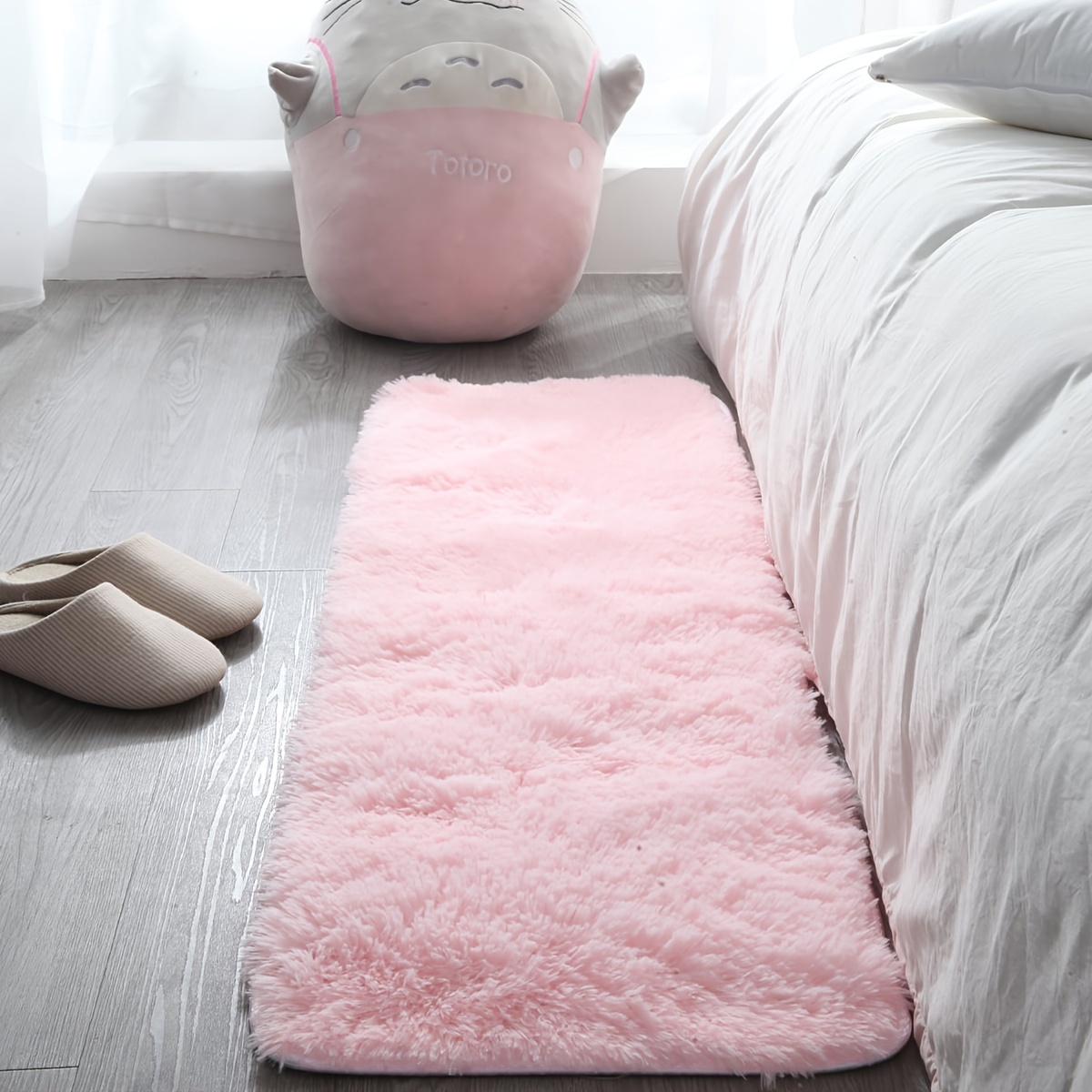 Furry Floor Mat Modern Bedroom Area Rug Non slip Large - Temu