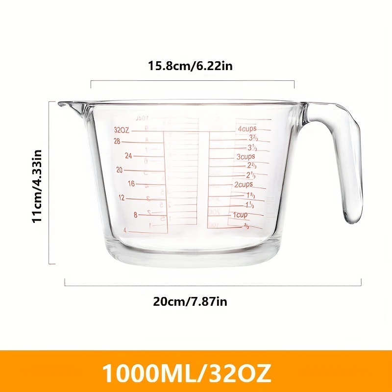 Insulated Glass Measuring Cup With V-shaped Nozzle - High Borosilicate Heat  Resistant, Easy To Read, (, 2 Cups) - Temu
