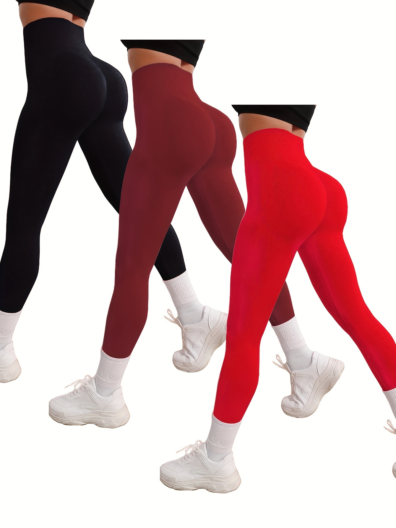 High Waist Soft Comfortable Sports Leggings Solid Color - Temu