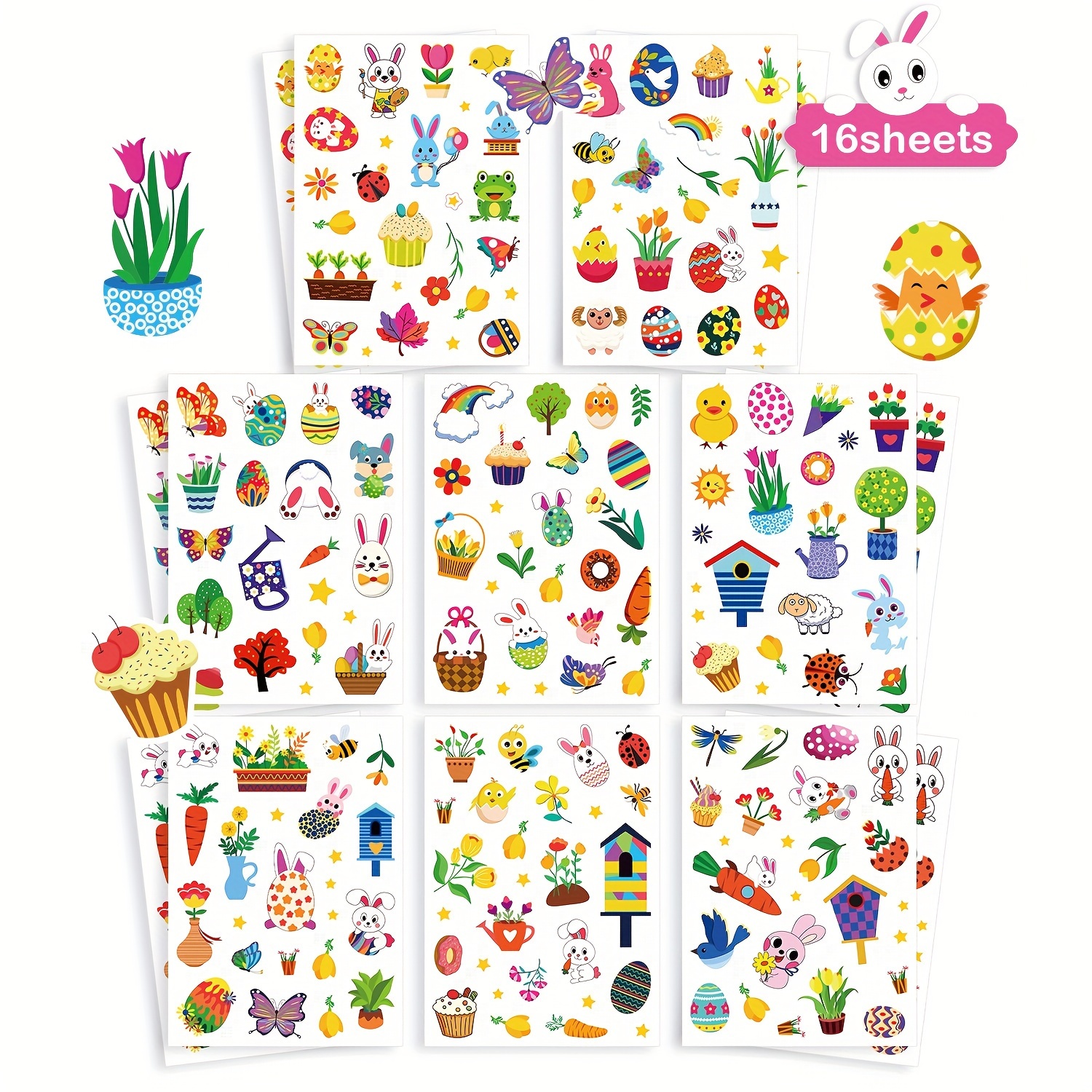 6pcs Easter Bunny Egg Chick Puzzle Fun Stickers Party - Temu