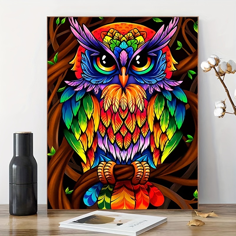Paint by Numbers for Kids Ages 8-12 DIY Neon Owl Paint by Number on Rolled  Canvas Colorful Paintworks Animals, Without Frame, 20x16 Inch 