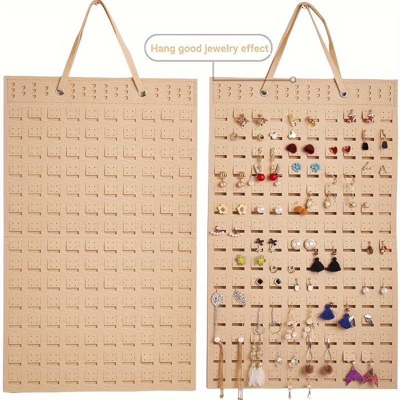 Image of 1pc Hanging Earring Storage Box, Earring Necklace Rack And 20 Hooks, Can Up To 300 Pairs, , Soft Material, Earring Holder Earring Display Hanging Storage Box, Suitable For Women And