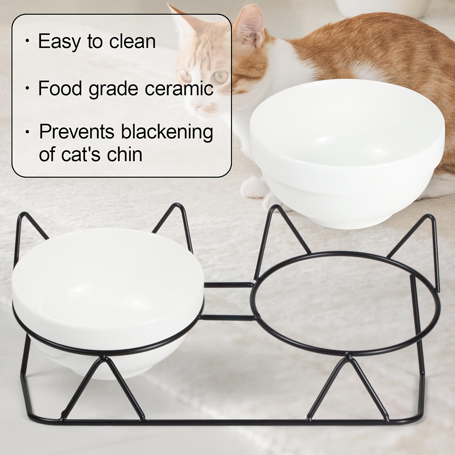 Elevated Cat Bowl Tilted Stand Raised Ceramic Cat Temu