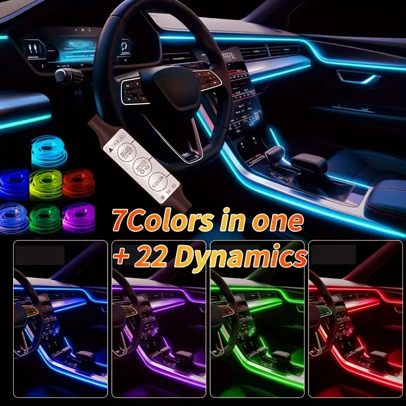 RGB Auto Dekoration Neon 7 Farben USB Innenraum Umgebungslichter  Lichtleitfaser Optik Atmosphäre Lampe EL Draht Streifenlicht 2M/78.74inch