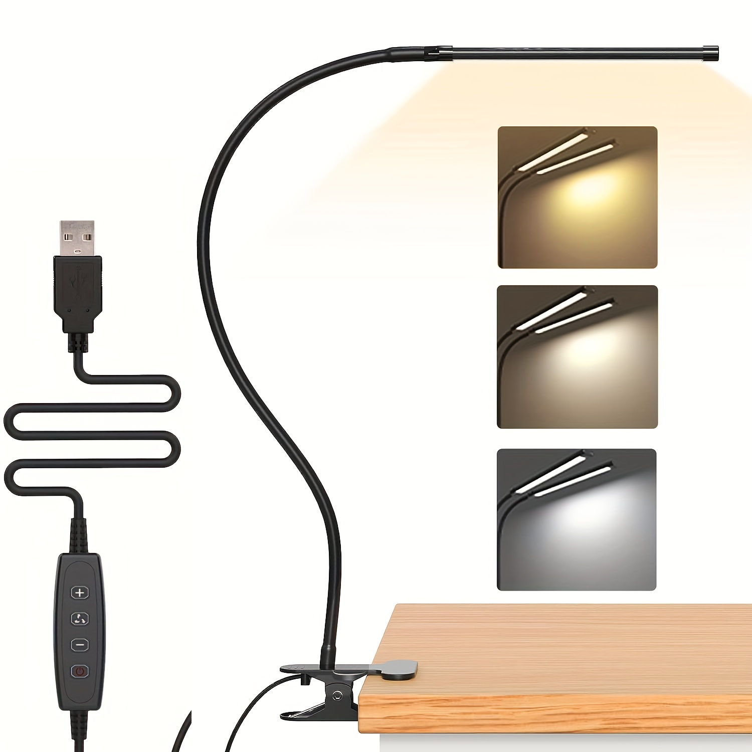 38 LED Lampe de Bureau à Pince, Lampe de Lecture 3 Modes/10 Luminosité, USB  Alimenté Lampe de Chevet Protection des Yeux, Lampe à Pince 360° Flexible  pour Apprendre/Travailler/Tatouage/Lire(Noir) : : Luminaires et