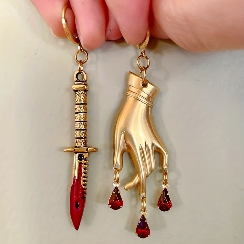 

Hand Dagger Dangle Earrings, Vintage Creative Cool Fashion Jewelry Earrings