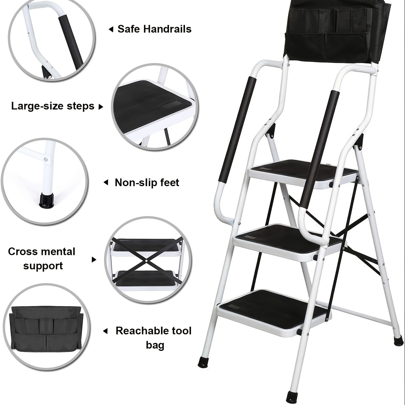 3 step foldable ladder hot sale