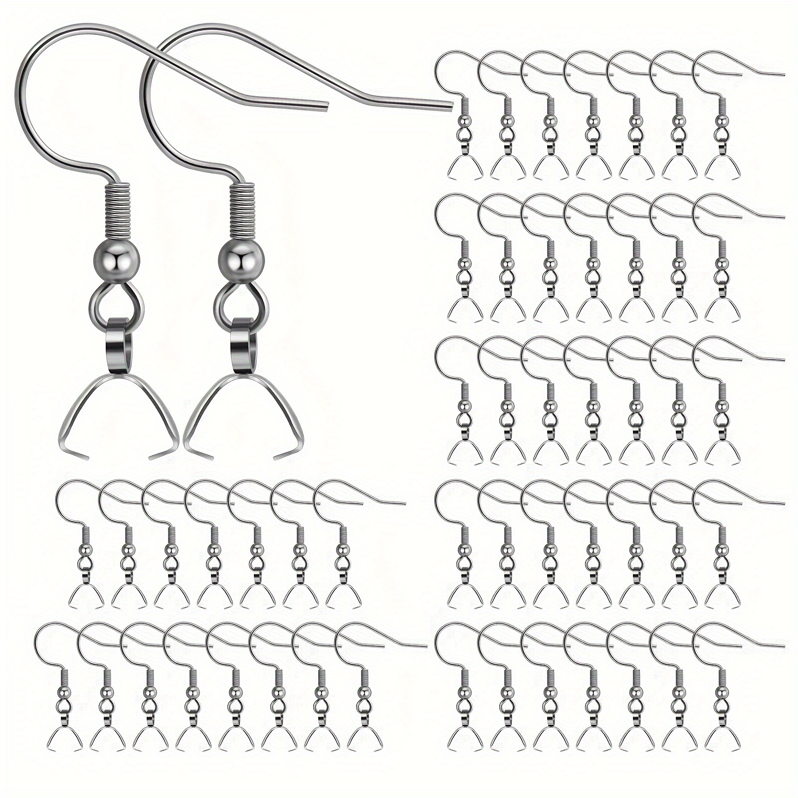 20pcs/50pcs Earring Hooks Set, Stainless Steel Ear Wires Fish