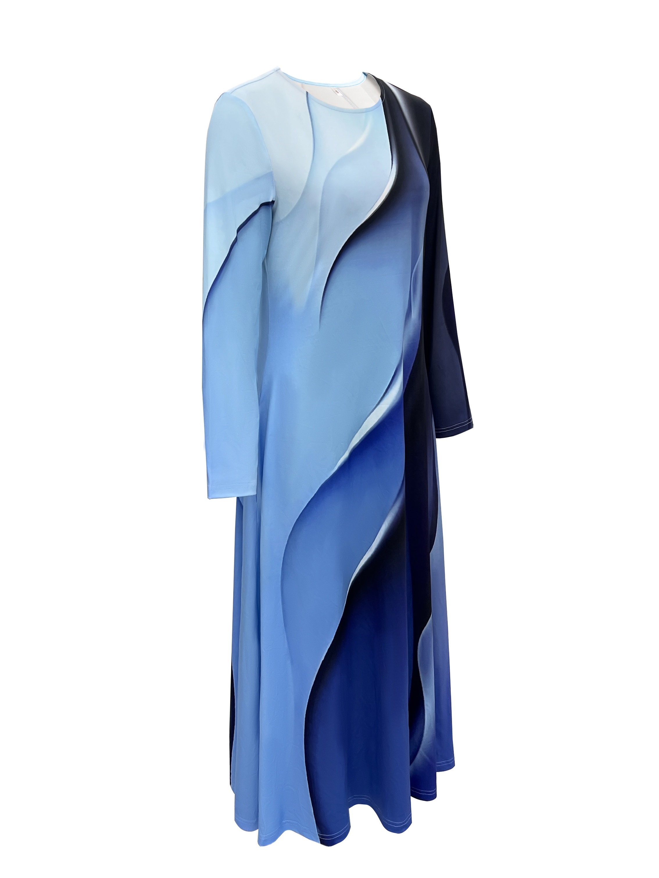 Geo Print Long Sleeve Belted Work Dress