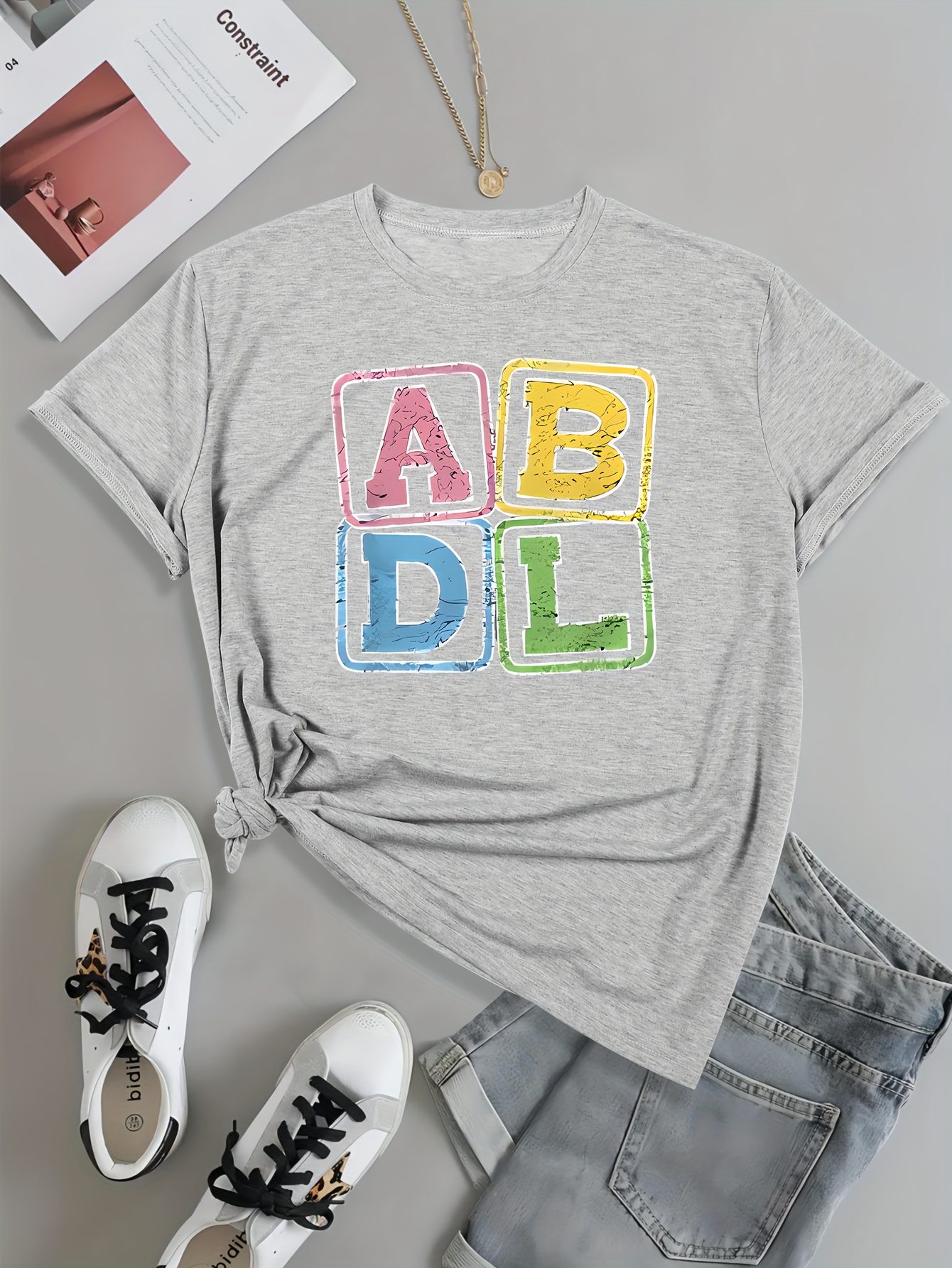 Letter Print T shirt Short Sleeve Crew Neck Casual Top - Temu Australia
