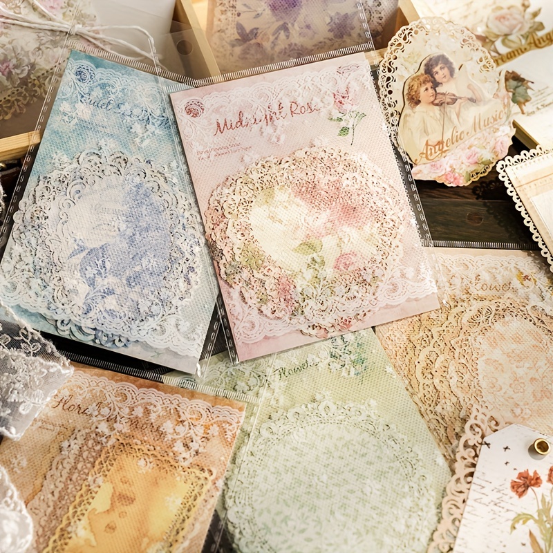 Artistic Flower Lace Style Material Paper Junk Journal - Temu