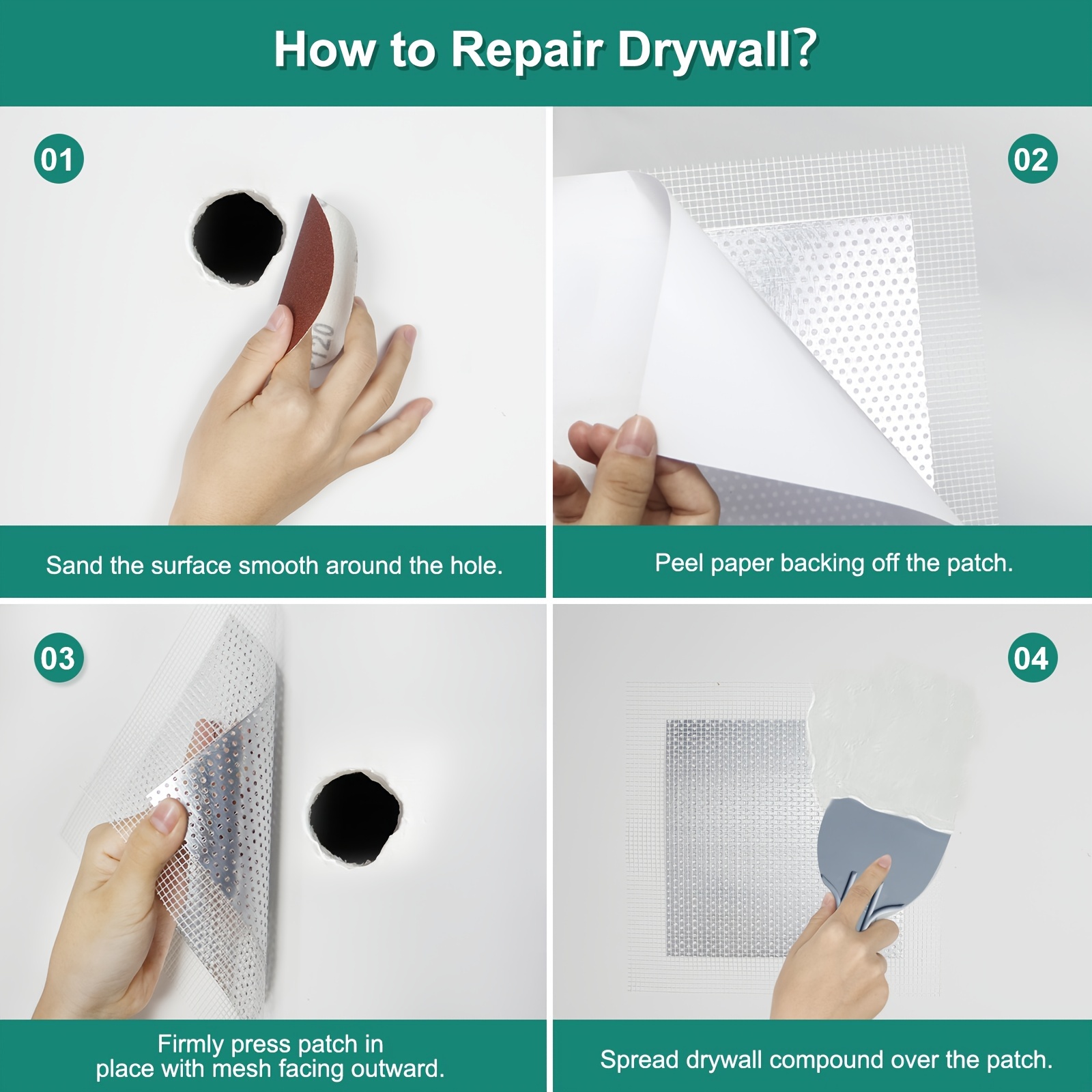 1 Set Drywall Repair Patch Kit Self Adhesive Wall Repair Patch Kit 2/4/6/8  Inch Ceiling Repair Patch Kit - AliExpress