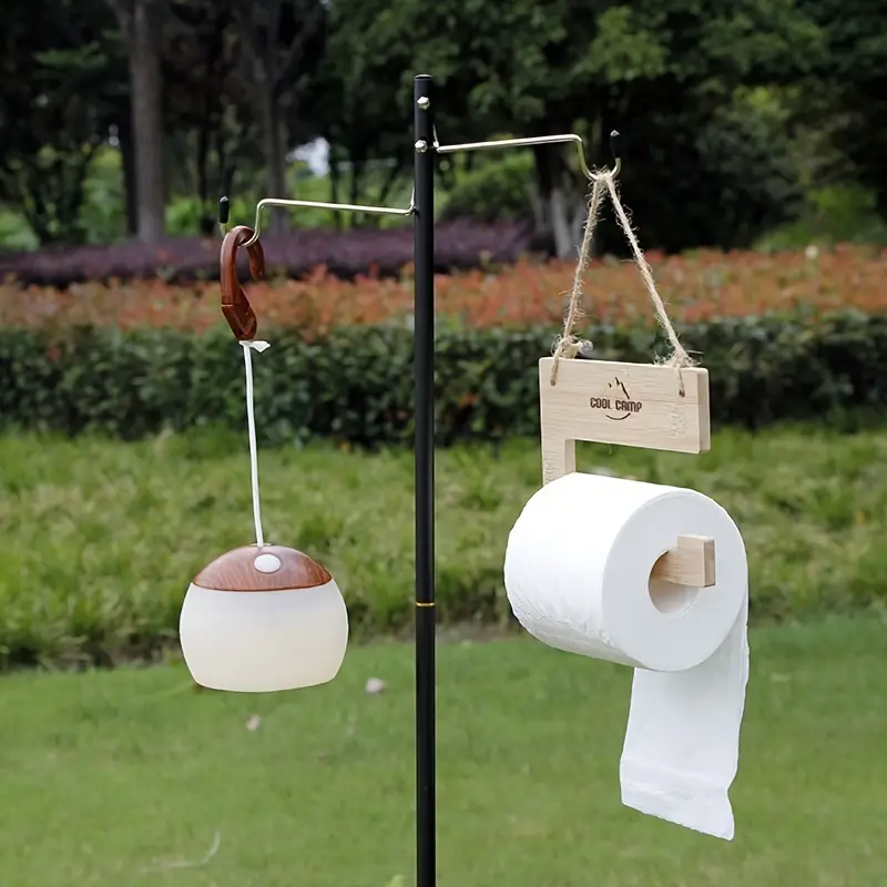 1pc Wooden Tissue Holder For Outdoor Camping Picnic Multi Functional  Hanging Rack For Towel Toilet Paper - Sports & Outdoors - Temu